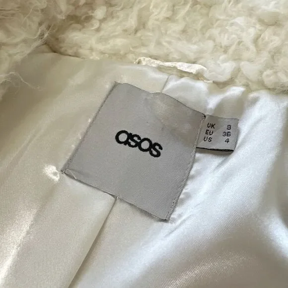 ASOS Faux Fur Coat with Snap Closure, Size 4 - Picture 4 of 8